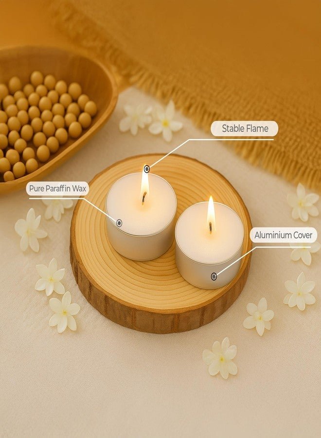 Floryn Decor شموع فلورين ديكور البيضاء غير المعطرة | شمع البارافين | فتيل قطني خالٍ من الدخان والرصاص | مدة احتراق طويلة - ٢-٣ ساعات | مثالية للديكور، والمهرجانات، وحفلات الزفاف | ١٠ غرامات لكل شمعة. ٥٠ قطعة - Image 4